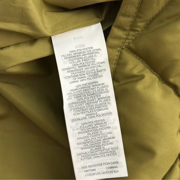 J.Crew Quilted‎ Puffer Excursion Vest Size XXS Olive Green Sleeveless Full Zip - Picture 5 of 5